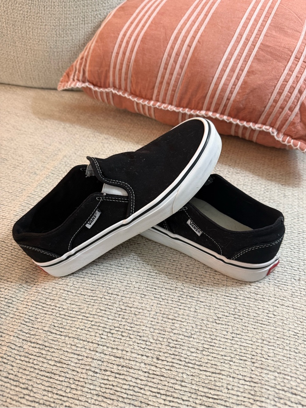 Women’s Black Slip-On Vans - Size 7.5